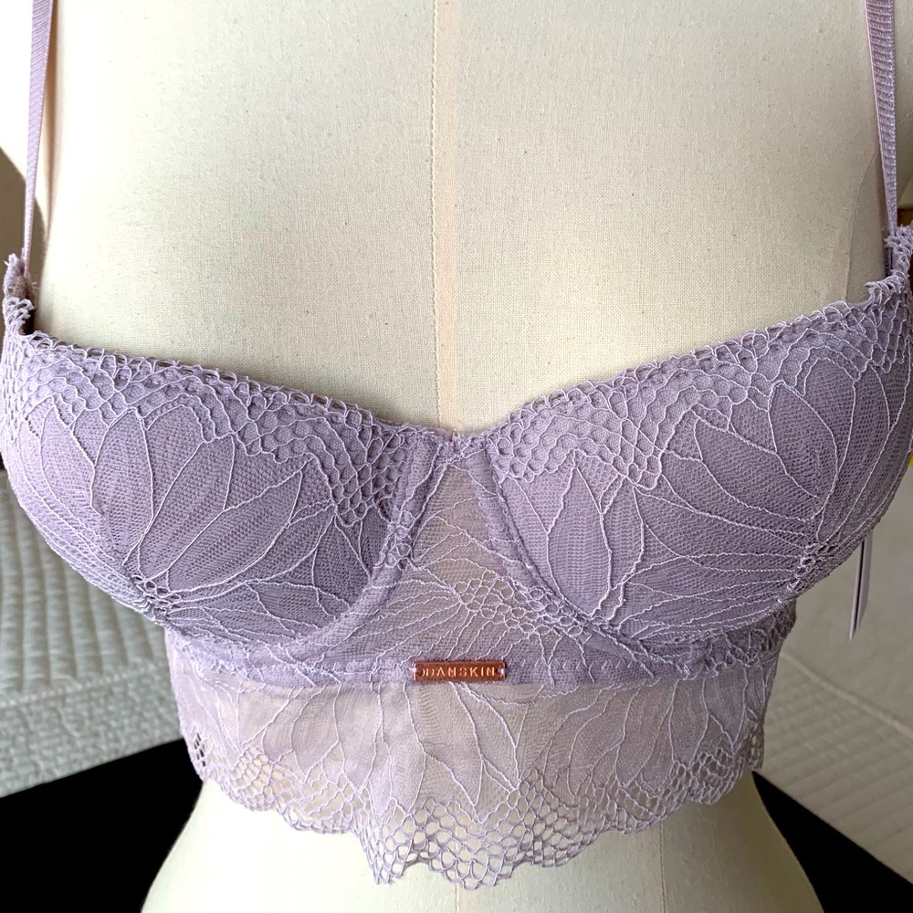 Danskin floral and lace balconette bra size 34a